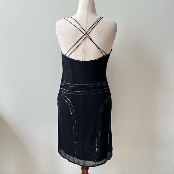 Vintage 90s Y2k Esprit Black Goth Grunge Boho Satin Slip Dress Womens SZ 8 Prom - Picture 8 of 8
